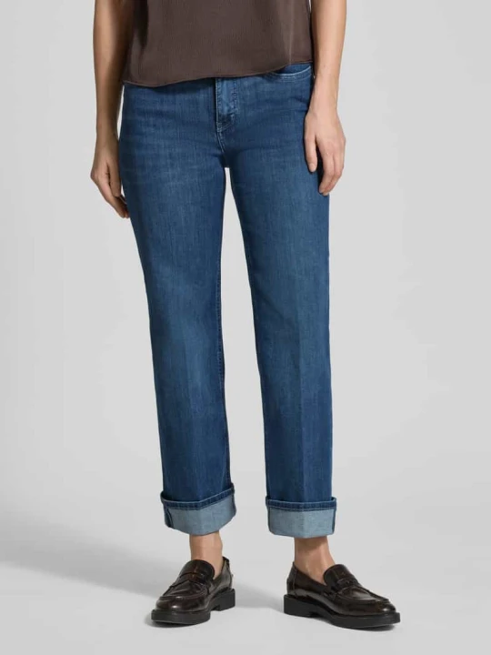 Zdjęcie produktu Jeansy o kroju straight fit z mieszanki bawełny model 'LAURA TURN UP' MAC Niebieski