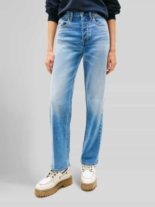 Zdjęcie produktu Jeansy o kroju straight fit z mieszanki bawełny model 'LAYLA' Tommy Jeans Niebieski