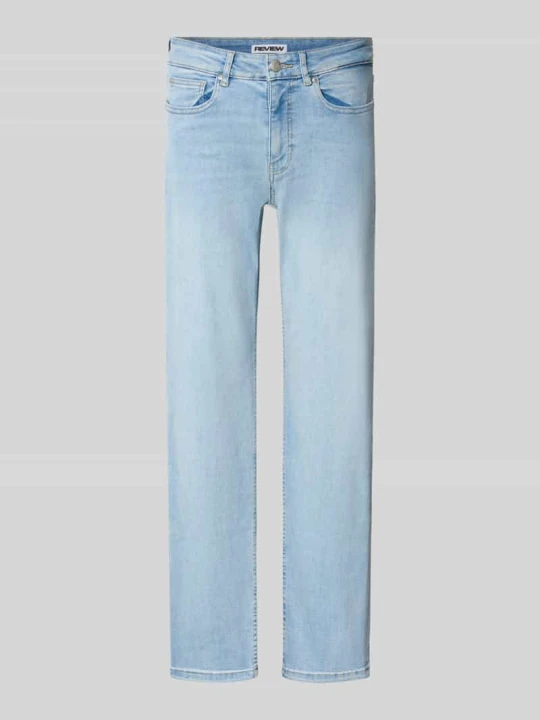 Zdjęcie produktu Jeansy o kroju straight fit z mieszanki bawełny REVIEW Jasnoniebieski