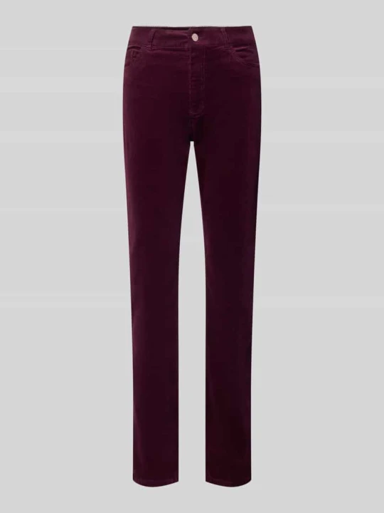 Zdjęcie produktu Jeansy o kroju straight fit z mieszanki bawełny w imitacji sztruksu Christian Berg Bordowy