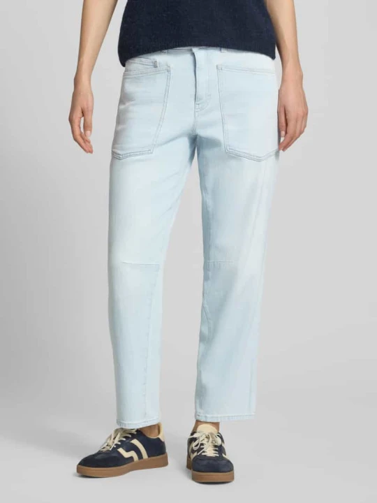 Zdjęcie produktu Jeansy o kroju straight fit z naszywanymi kieszeniami model 'Melly' Opus Jasnoniebieski