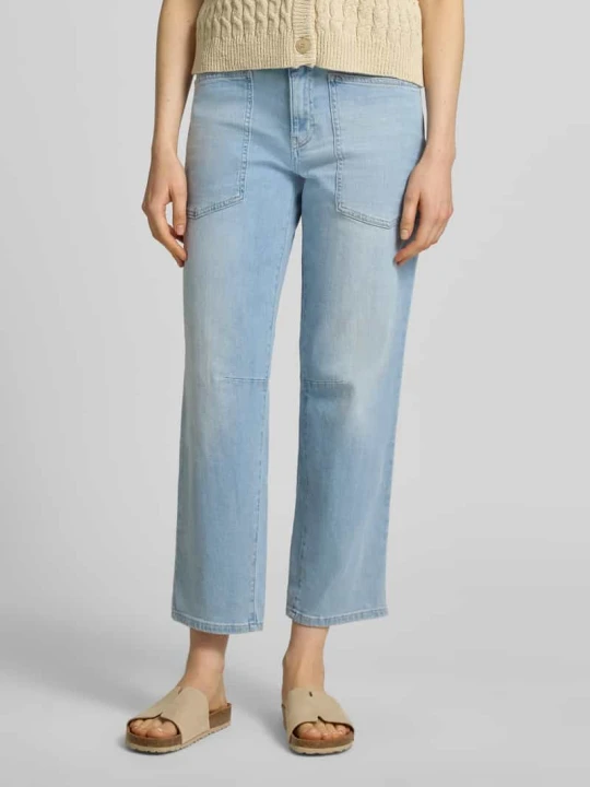 Zdjęcie produktu Jeansy o kroju straight fit z naszywanymi kieszeniami model 'Melly' Opus Niebieski
