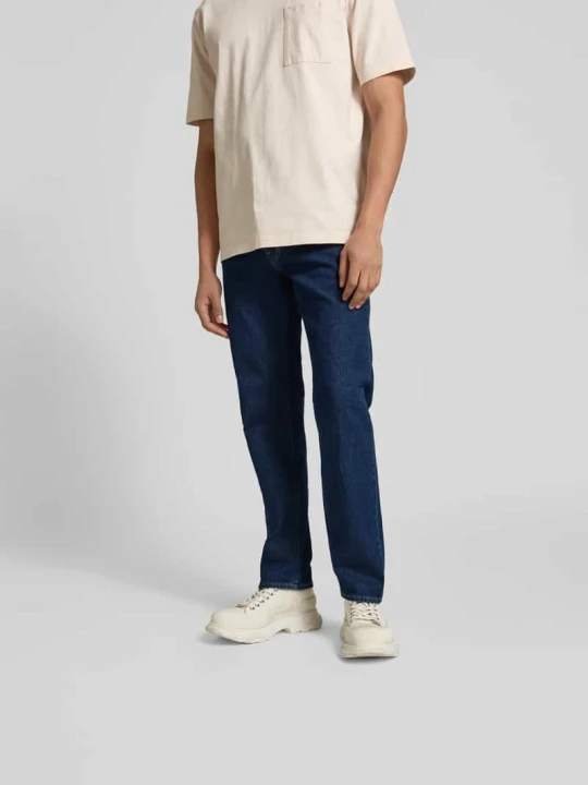 Zdjęcie produktu Jeansy o kroju straight fit z naszywką z logo Closed Ciemnoniebieski