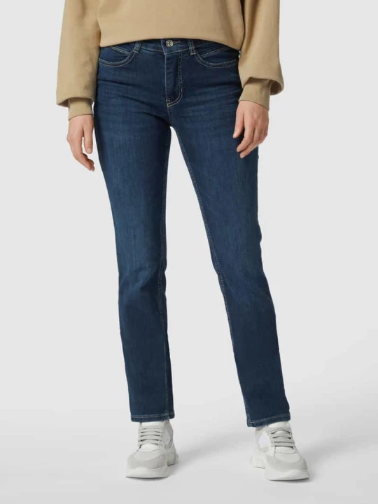 Zdjęcie produktu Jeansy o kroju straight fit z naszywką z logo model 'Angela' MAC Niebieski