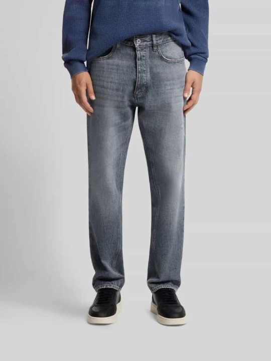Zdjęcie produktu Jeansy o kroju straight fit z naszywką z logo model 'Jonah' Hugo Jeansowy niebieski