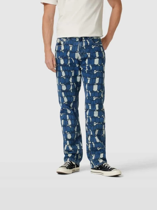 Zdjęcie produktu Jeansy o kroju straight fit z wzorem na całej powierzchni Billionaire Boys Club Jeansowy niebieski
