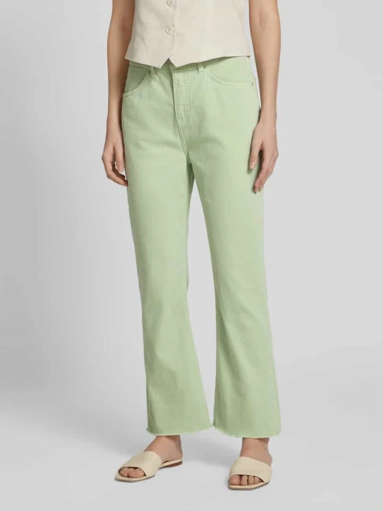 Zdjęcie produktu Jeansy o kroju tapered fit z dołem bez wykończenia model ‘Eboni’ Opus Jasnozielony