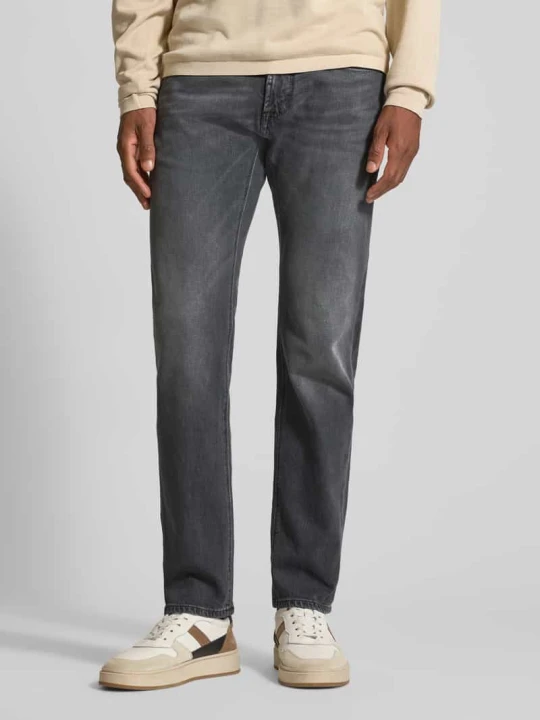 Zdjęcie produktu Dżinsy w kroju tapered fit w stylu used model 'Lyon' Pierre Cardin Średnioszary