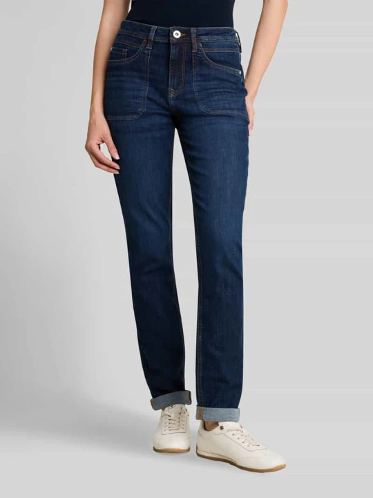 Zdjęcie produktu Jeansy o kroju tapered fit z mieszanki bawełny model 'MAYA' Tom Tailor Granatowy