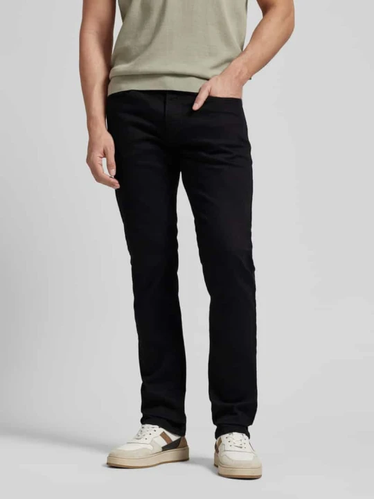 Zdjęcie produktu Jeansy o kroju regular fit z naszywką z logo model 'Lyon' Pierre Cardin Czarny