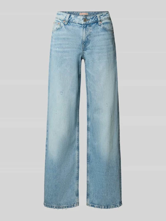 Zdjęcie produktu Jeansy o kroju wide fit z czystej bawełny model 'Boss babe' Gina Tricot Jeansowy niebieski