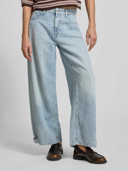 Zdjęcie produktu Jeansy o kroju wide fit z dodatkiem lnu model 'Oaklyn' CAMBIO Jeansowy niebieski