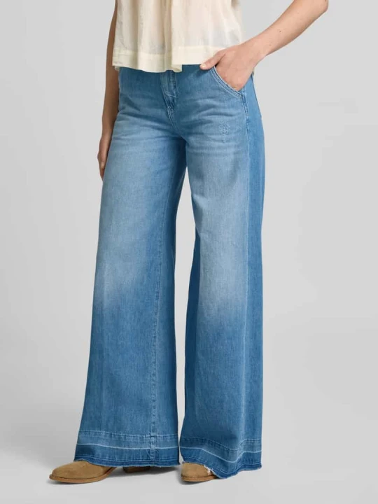 Zdjęcie produktu Jeansy o kroju wide fit z dołem bez wykończenia model ‘Mona’ Gang Jasnoniebieski