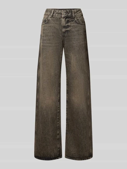 Zdjęcie produktu Jeansy o kroju wide fit z wpuszczanymi kieszeniami Gina Tricot Średnioszary