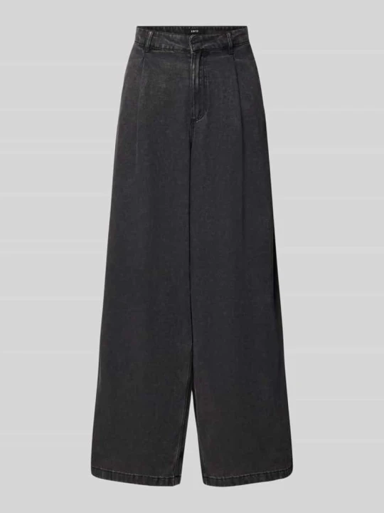 Zdjęcie produktu Jeansy o kroju wide leg z mieszanka lyocellu z zakładkami w pasie Zero Czarny