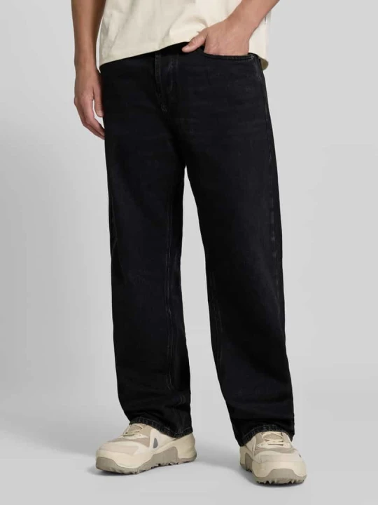Zdjęcie produktu Jeansy o niskim stanie w kroju baggy z naszywką z logo Diesel Antracytowy