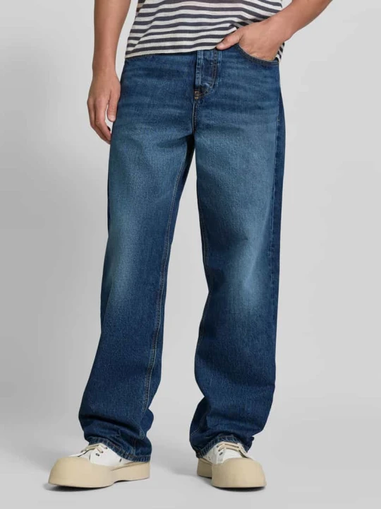 Zdjęcie produktu Jeansy o niskim stanie w kroju baggy z naszywką z logo Diesel Jeansowy niebieski