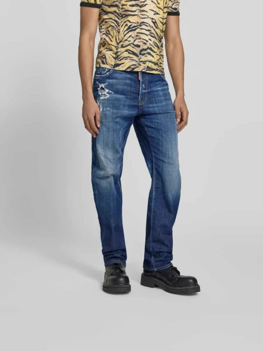 Zdjęcie produktu Jeansy o prostym kroju w efekcie znoszenia Dsquared2 Ciemnoniebieski