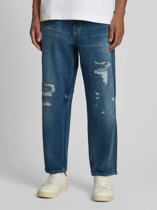 Zdjęcie produktu Jeansy o kroju relaxed fit z mieszanka bawełny model 'ARLO_CROPPED' Boss Ciemnoniebieski