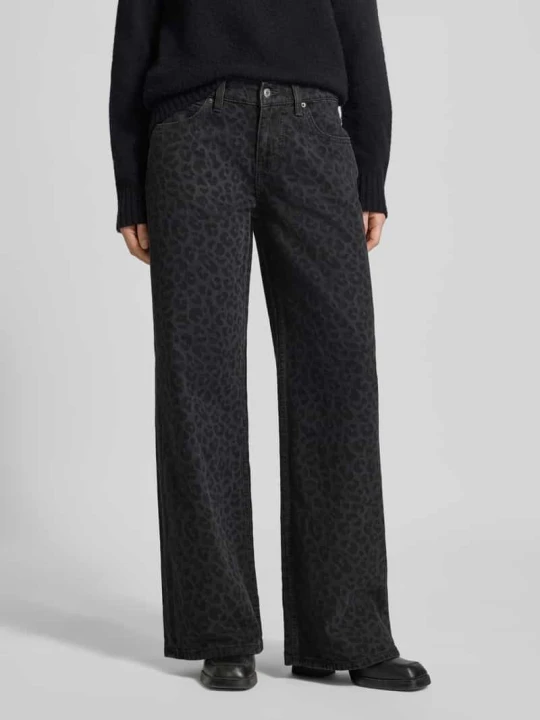 Zdjęcie produktu Jeans w kroju wide fit z nadrukiem zwierzęcym allover model 'Medley' Mustang Czarny