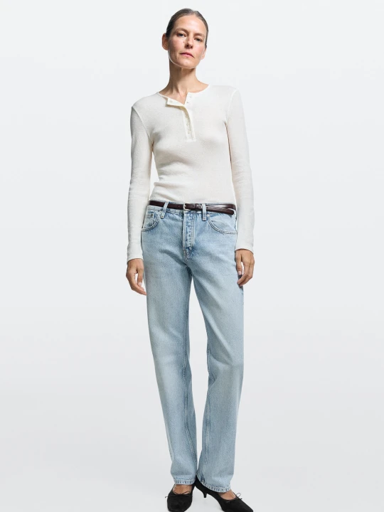Zdjęcie produktu Jeansy O Prostym Kroju Ze Średnim Stanem - Jasnoniebieski - Massimo Dutti - Female