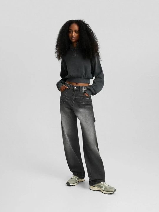 Zdjęcie produktu Jeansy Relaxed Fit Bershka czarny
