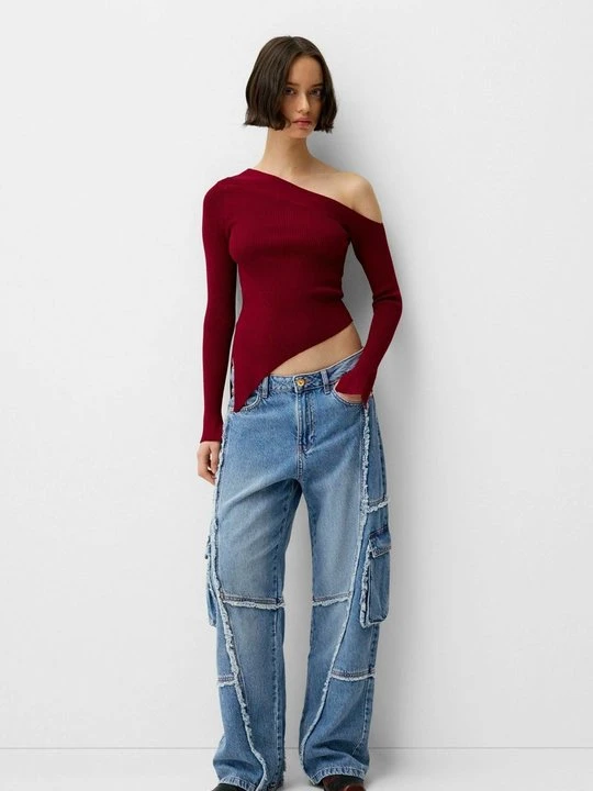 Zdjęcie produktu Jeansy Relaxed Fit Bershka jasnoniebieski denim