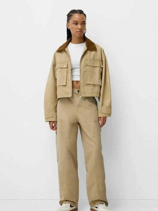 Zdjęcie produktu Jeansy Relaxed Fit Bershka wielbłądzi