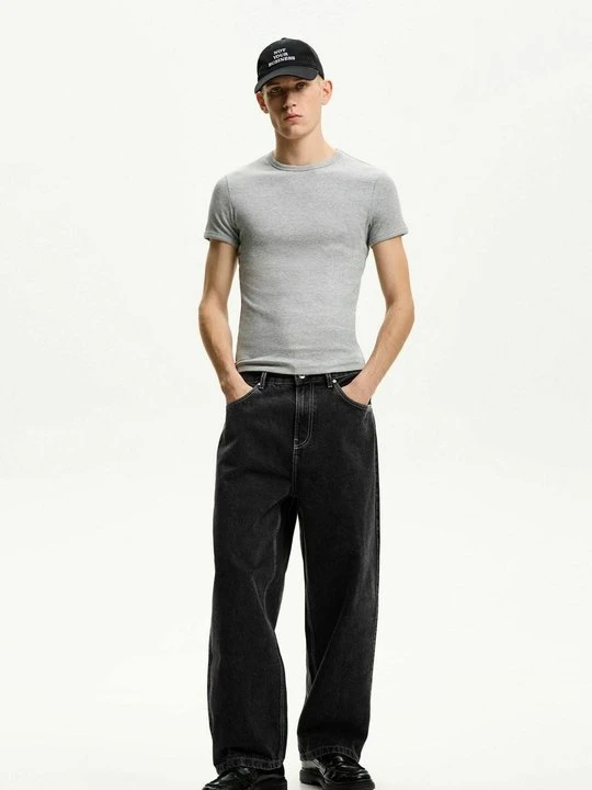 Zdjęcie produktu Jeansy Relaxed Fit Bershka czarny