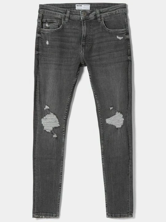 Zdjęcie produktu Jeansy Skinny Fit Bershka ciemnoszary melanż