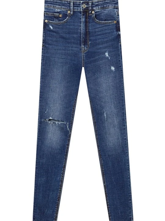 Zdjęcie produktu Jeansy Skinny Fit Stradivarius metaliczny niebieski