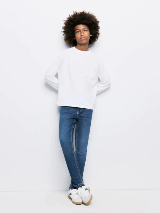 Zdjęcie produktu Jeansy skinny fit z bawełny ciemnoniebieski - Dzieci - - MANGO KIDS