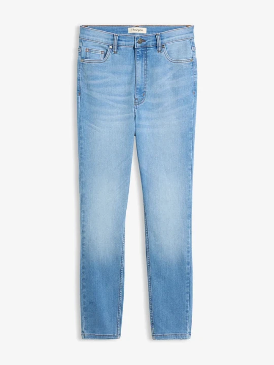 Zdjęcie produktu Jeansy skinny, high waist, cropped BonPrix niebieski