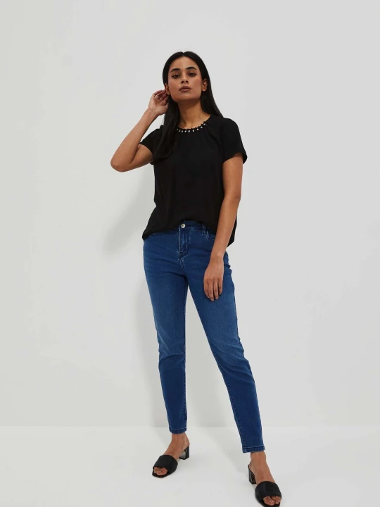 Zdjęcie produktu Jeansy skinny push up ciemnoniebieskie Moodo