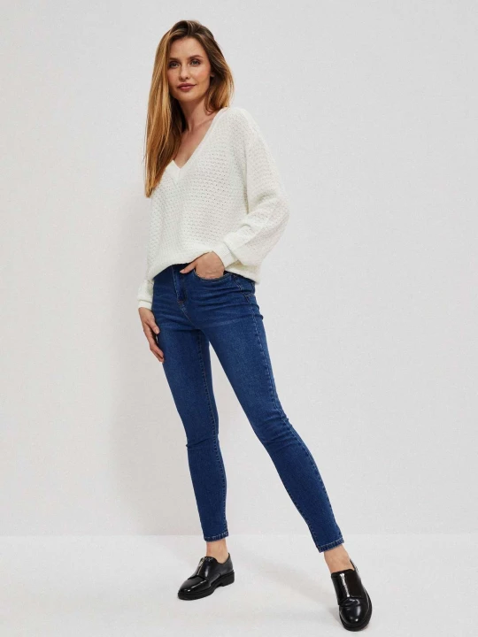 Zdjęcie produktu Jeansy skinny ze średnim stanem ciemnoniebieskie Moodo