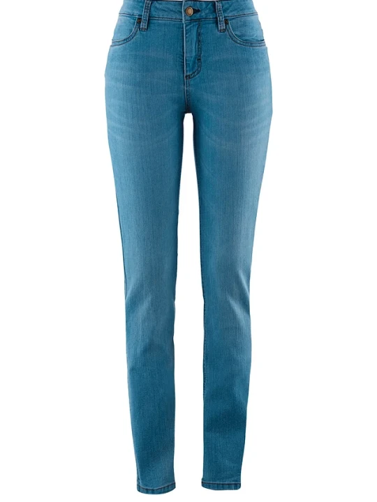 Zdjęcie produktu Jeansy skinny ze stretchem, mid waist BonPrix niebieski