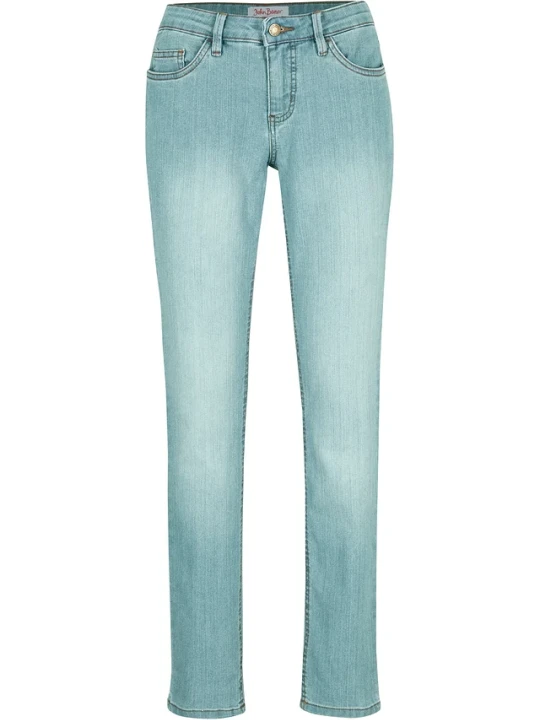 Zdjęcie produktu Jeansy skinny ze stretchem, mid waist BonPrix zielony