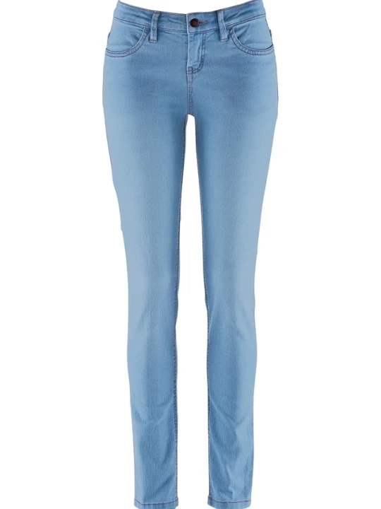 Zdjęcie produktu Jeansy skinny ze stretchem, mid waist BonPrix zielony