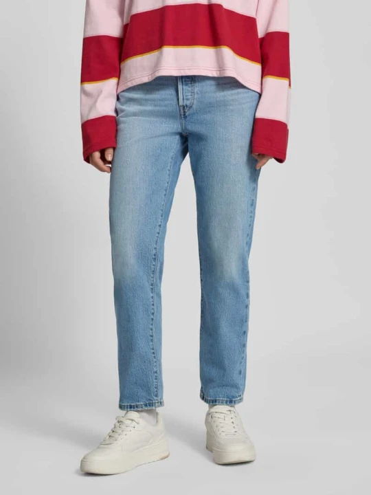Zdjęcie produktu Jeansy o kroju straight fit z wpuszczanymi kieszeniami model ‘501 CROP’ Levi's Ciemnoniebieski
