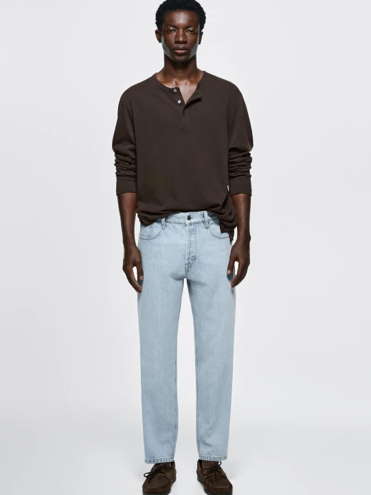 Zdjęcie produktu Jeansy Slim Fit O Skróconym Kroju - Jasnoniebieski - Massimo Dutti - Male