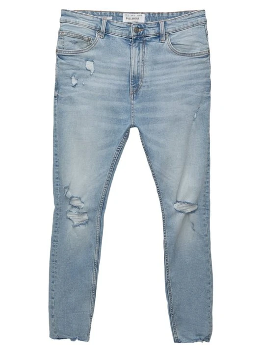 Zdjęcie produktu Jeansy Slim Fit PULL&BEAR jasnoniebieski denim