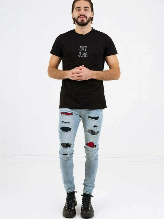 Zdjęcie produktu Jeansy Slim Fit Sixth June niebieski