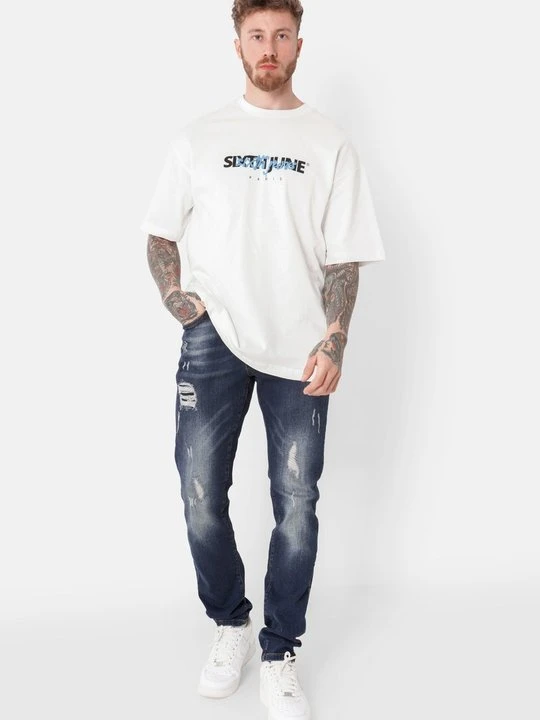 Zdjęcie produktu Jeansy Slim Fit Sixth June granatowy