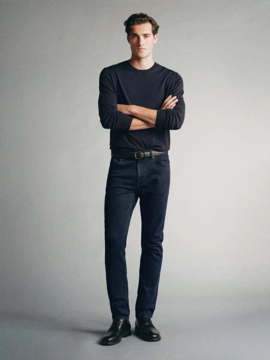 Zdjęcie produktu Jeansy slim fit z bawełny made in Italy intensywny granatowy - Mężczyzna - MANGO MAN
