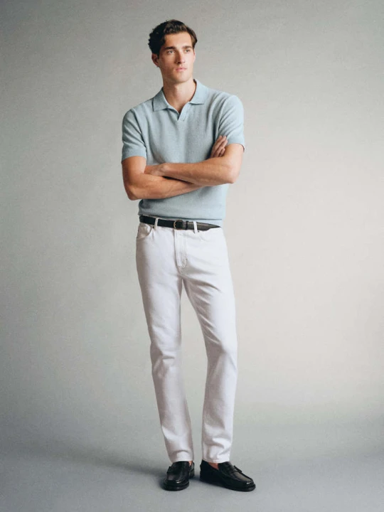 Zdjęcie produktu Jeansy slim fit z włoskiej bawełny złamana biel - Mężczyzna - MANGO MAN