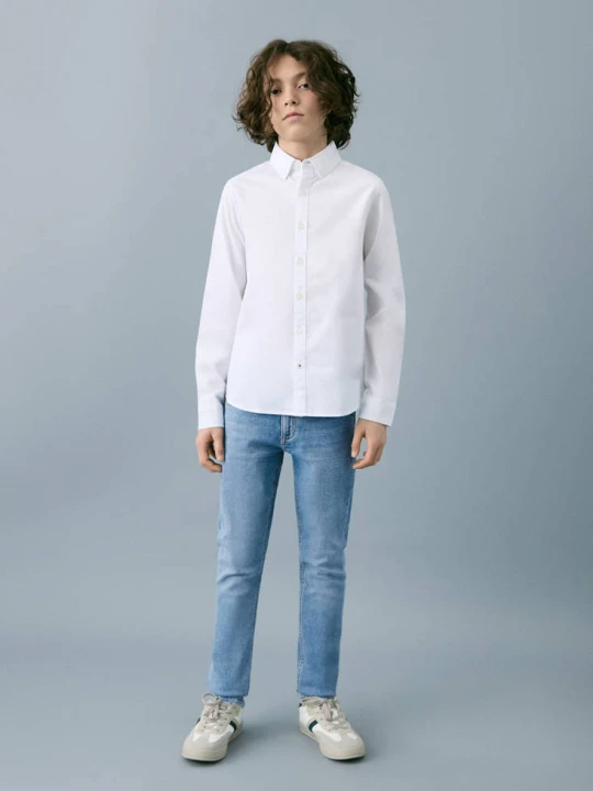 Zdjęcie produktu Jeansy slim z średnim stanem średni niebieski - Dzieci - lata - MANGO KIDS