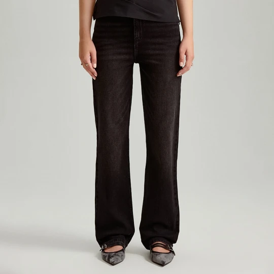 Zdjęcie produktu Jeansy straight fit high waist czarne House
