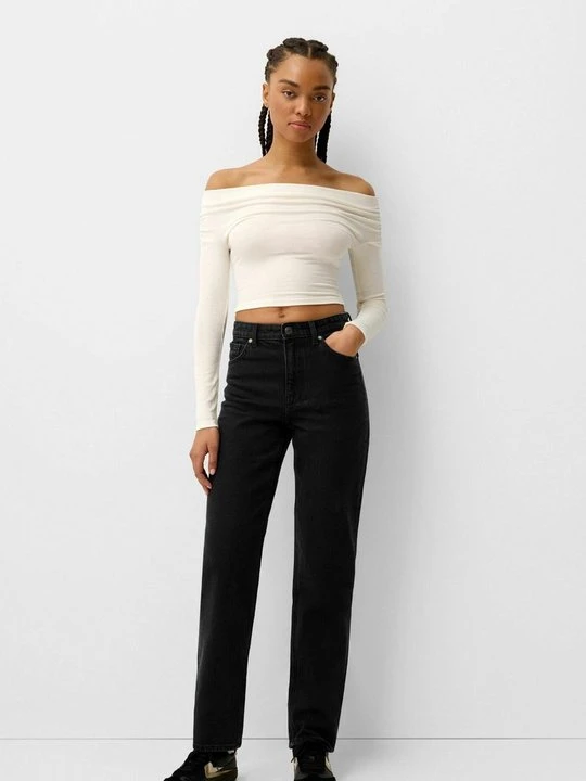Zdjęcie produktu Jeansy Straight Leg Bershka czarny