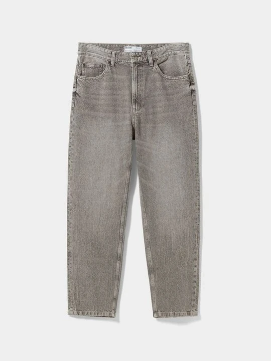 Zdjęcie produktu Jeansy Straight Leg Bershka ciemnoszary melanż