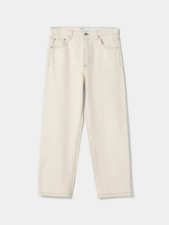 Zdjęcie produktu Jeansy Straight Leg Bershka beżowy